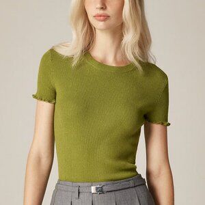 J. Crew August Peridot Ruffle-Trim T-shirt/NWT/S